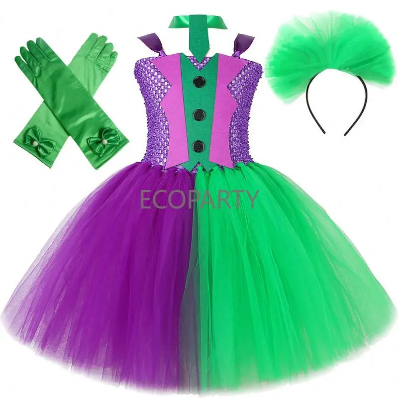 2024 Halloween Carnival Girls Tulle Tutu Dress Bow Tie Headband and Cane Children Mardi Gras Costume Stage Performance Dress Up