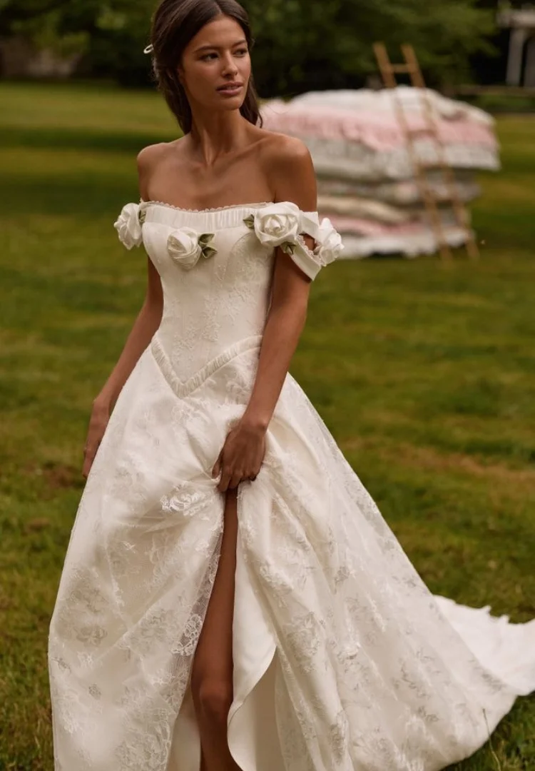 Vestido De Novia Civil Sencillo Y Elegante Casamento Princesa Civil A Line Wedding Dresses Satin Dress Encaje Vintage Bespoke
