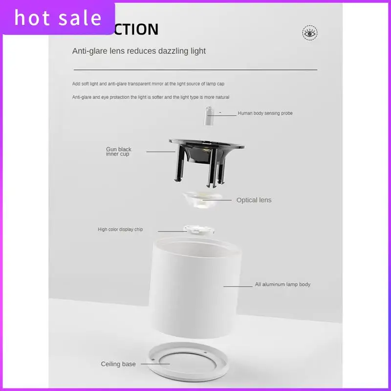 

Human Body Induction Spotlight COB Downlight Lighting Room Surface Installed 12W 4000K