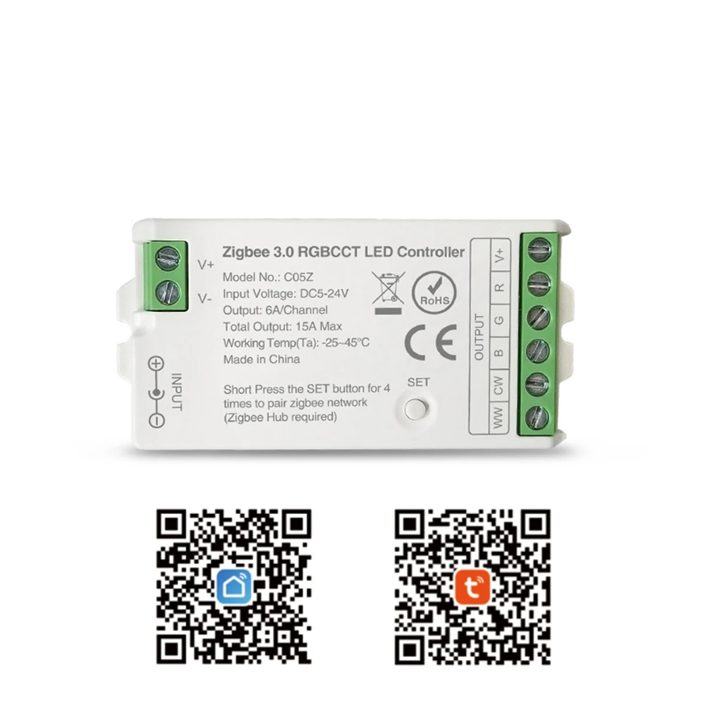 Imagem -06 - Diodo Emissor de Luz Rgbw Rgbcct de Tuya Zigbee Conduziu o Apoio Esperto do Controlador da Tira do Diodo Emissor de Luz do Rgb do Controlador Alexa Google 5ch Cob Conduziu a Luz de Tira o