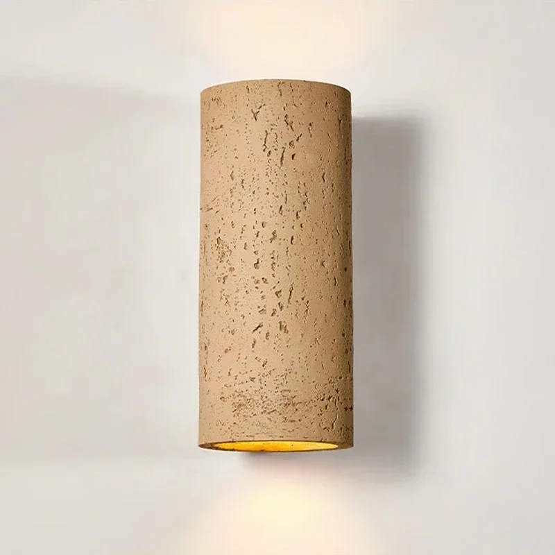 

Nostalgic Cement Wall Lamp Led 10W Up Down Wabi Sabi Round Tube Wall Light Bedside Living Dining Study Room Retro Decor Sconce