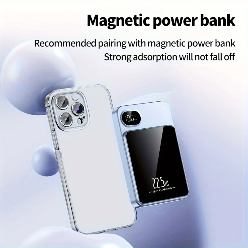 30000mAh Wireless Magnetic Power Bank， 22.5W Fast Charging Portable Battery Charger For iPhone Huawei Samsung 2025 New powerbank