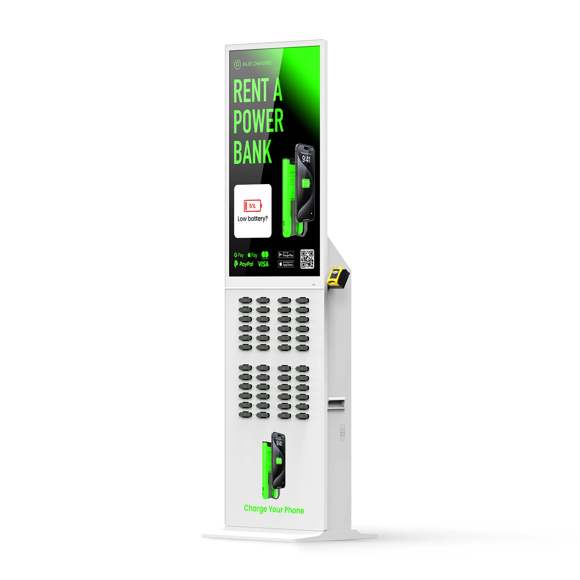 Floor Standing Power Bank Rent Kiosk Sharing Power Bank Station Pay Rental System With 43 Inch Screen