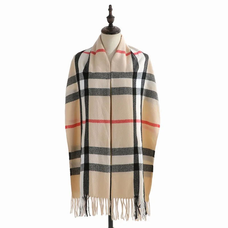 Fashionable Plaid Scarf for Women Autumn and Winter Imitation Cashmere Scarf Mid-length Warm Scarf Shawl Sweet Scarf Cute Scarf