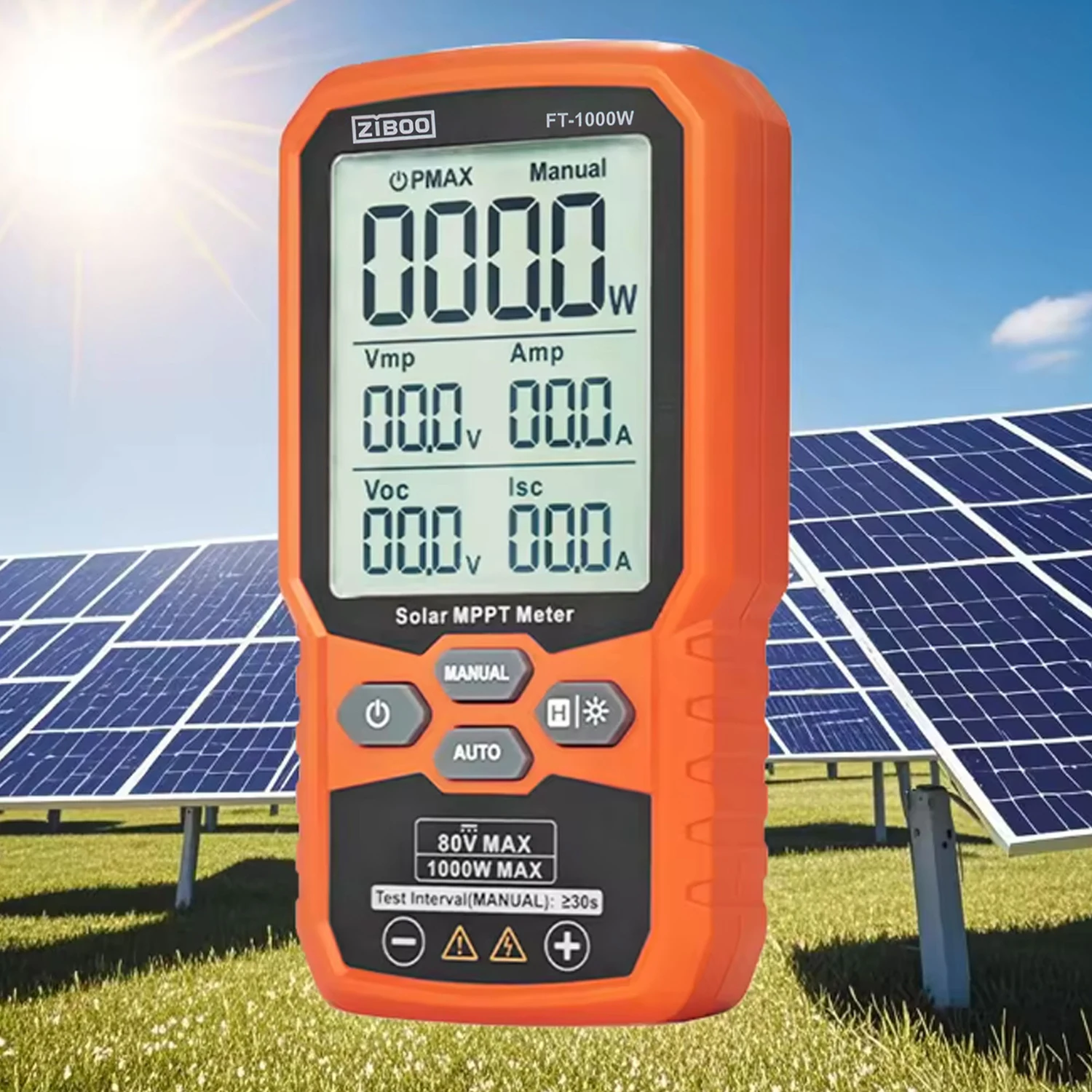 ZIBOO Solar MPPT Meter Photovoltaic Multimeter,PV Module FT-1000W MAX Power Tester,Open Circuit Voltage Short Circuit Current