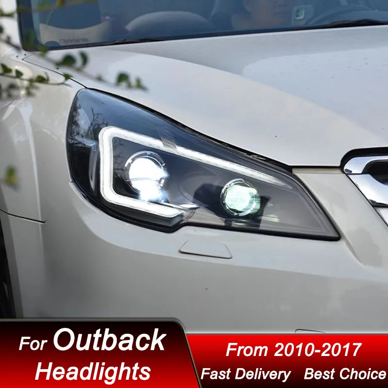 المصابيح الأمامية للسيارة لسوبارو Outback Legacy 2010-2017 نمط جديد كامل LED رئيس مجموعة مصابيح ترقية عدسة العارض اكسسوارات عدة #6