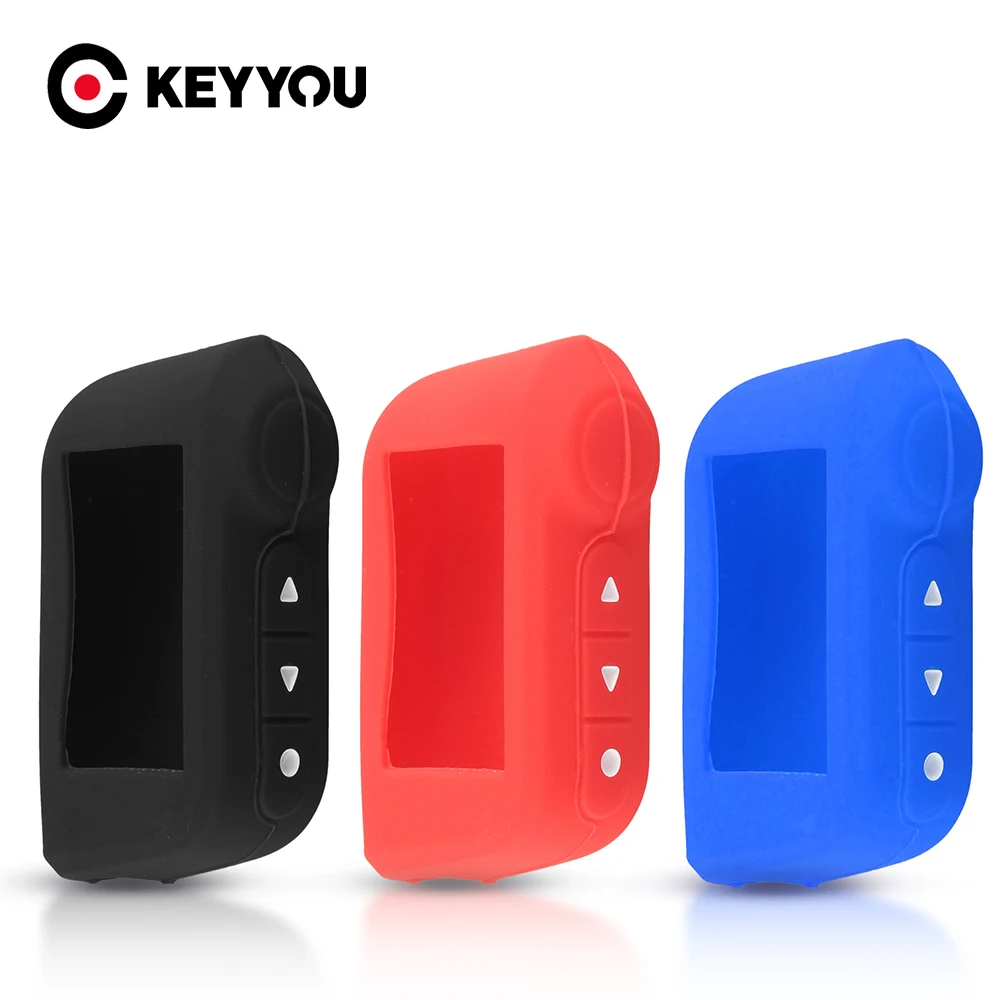 

KEYYOU For Starline A93 A63 Russian Version Silicone Key Cover Case Two Way Car Alarm LCD Remote Controller Keychain Fob Holder