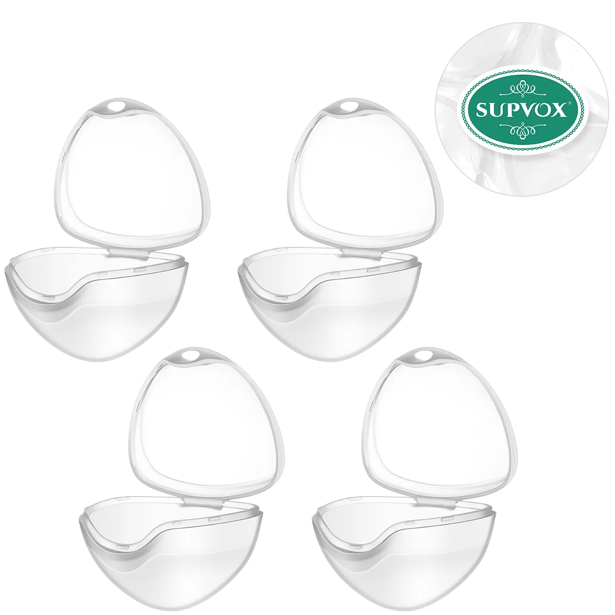 SUPVOX 4PCS Portable Transparent Pacifier Storage Box Clip Container Baby Infant Toddler Pacifier Case