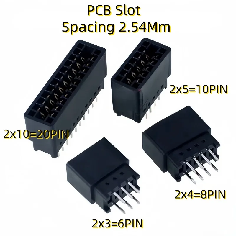 5Pcs Edge Card Connector Slot 2.54 mm Pitch 8/10/12/16/18/20/28/30/36/40/50/60/72/80/98 Pin PCB Gold Finger Socket Through Holes