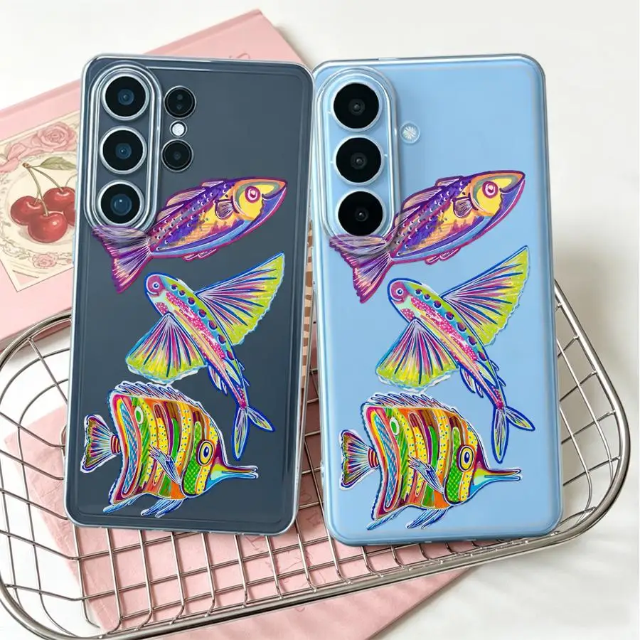 Color Tropical Fish Case for Samsung Galaxy S26 Ultra S25 Edge S20 Plus S24 S21 S23Ultra Note 20 Ultra 10 S22 FE S23 Ultra Phone