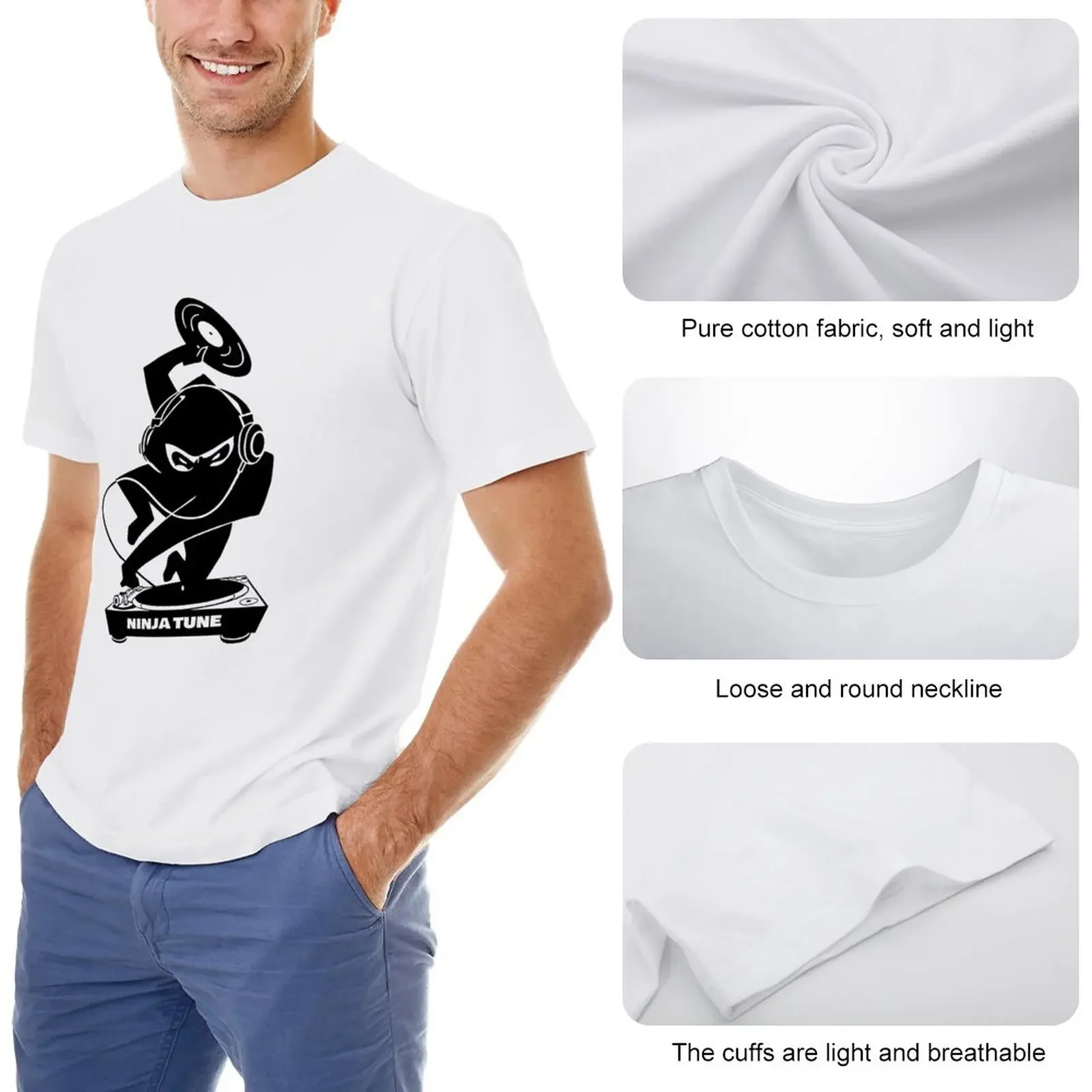 Ninja Tune logo 3 DJ (clear backgrounds) T-Shirt korean fashion funny t shirt tshirts for men