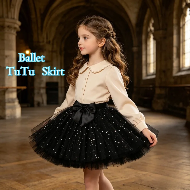 

Sequined Purple Tulle Tutu Half Skirt Elastic Waist Ballet Dance Outfit Stage Party Modern Performance Fluffy Casual Dance Wear