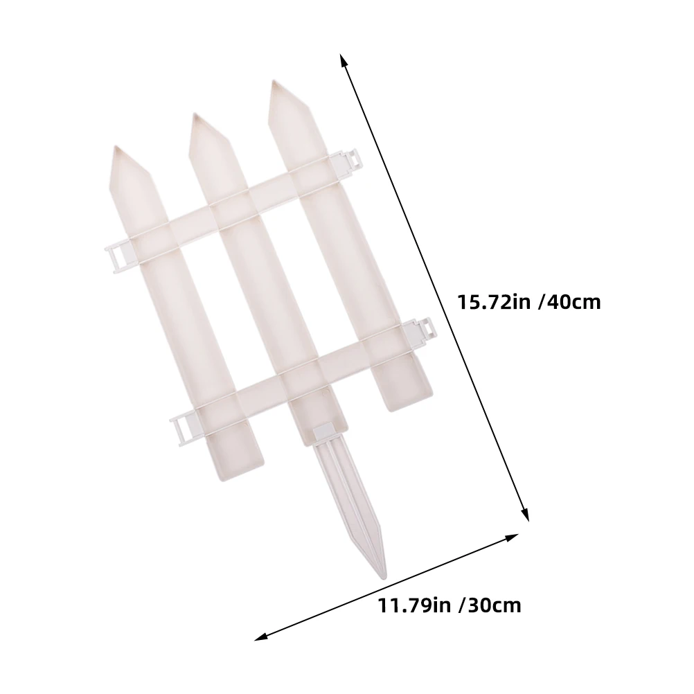 

4 Sets White Plastic Garden Picket Fence (4-Prong, 30×40cm) with Ground Stakes Decorative Lawn Border Christmas Garden Ornament
