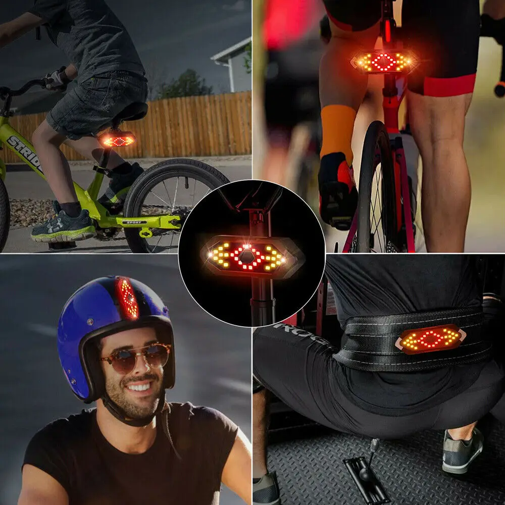 Bike Turn Signal Light Rear Light with Horn Remote Bicycle Lights LED USB Rechargeable Bike Tail Light Bike Warning Cycling Lamp