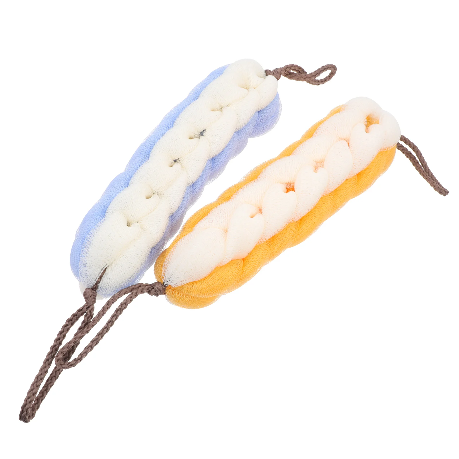 

2pcs Bath Flowers Body Towel Long Strip Premium PE Shower Scrubber Rich Foaming Back Cleaning Massager Bathing Towel