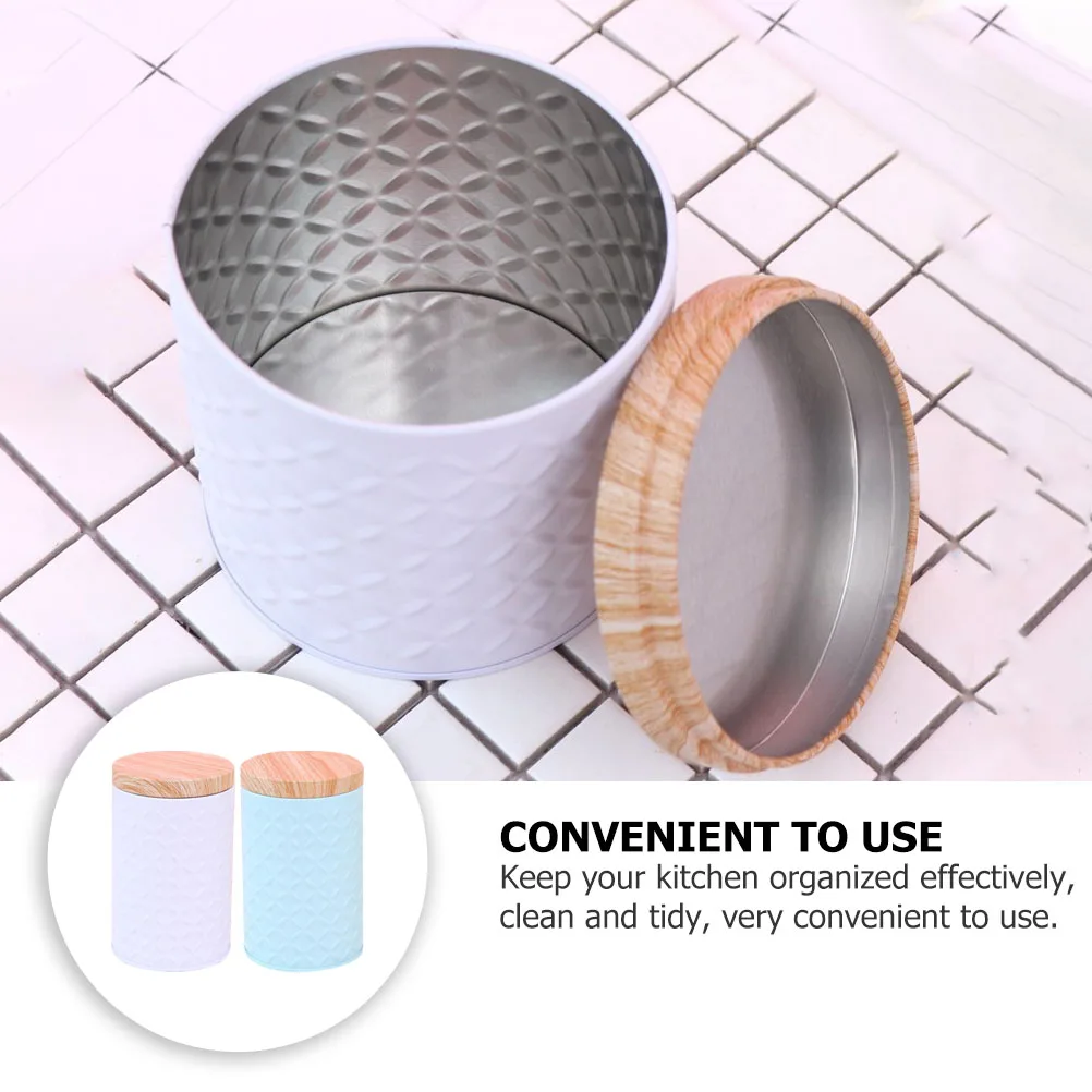 

2pcs Wood Grain Box Food Container Environmentally Friendly Kitchen Organization Sealing Jar Household for Snack