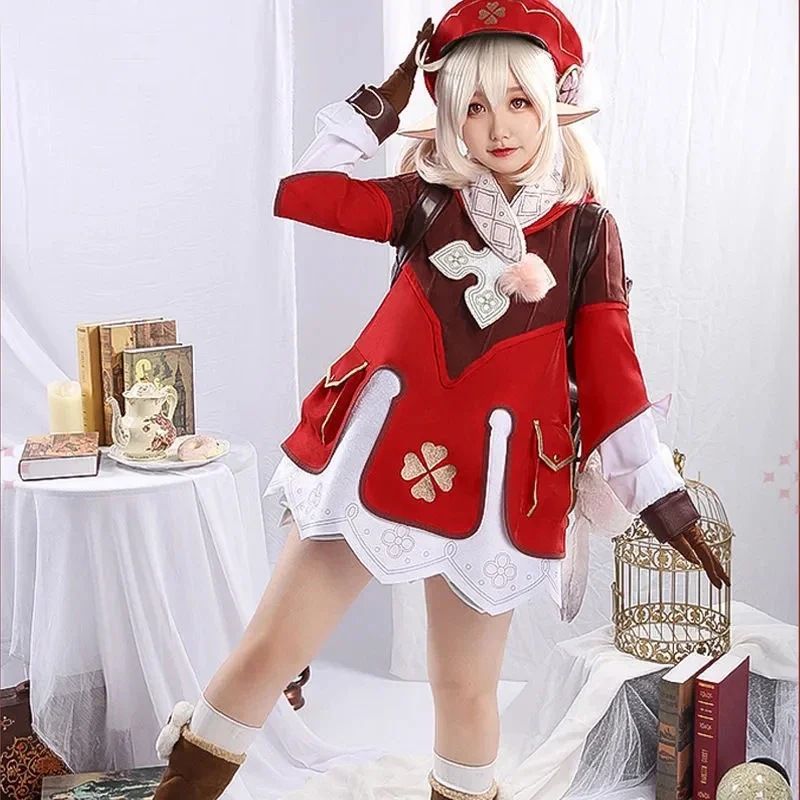 Klee Cosplay Costume Dress Wig Game Genshin Impact Klee Cosplay Costume Wigs Outfits Dress Halloween Costumes for Women Girls