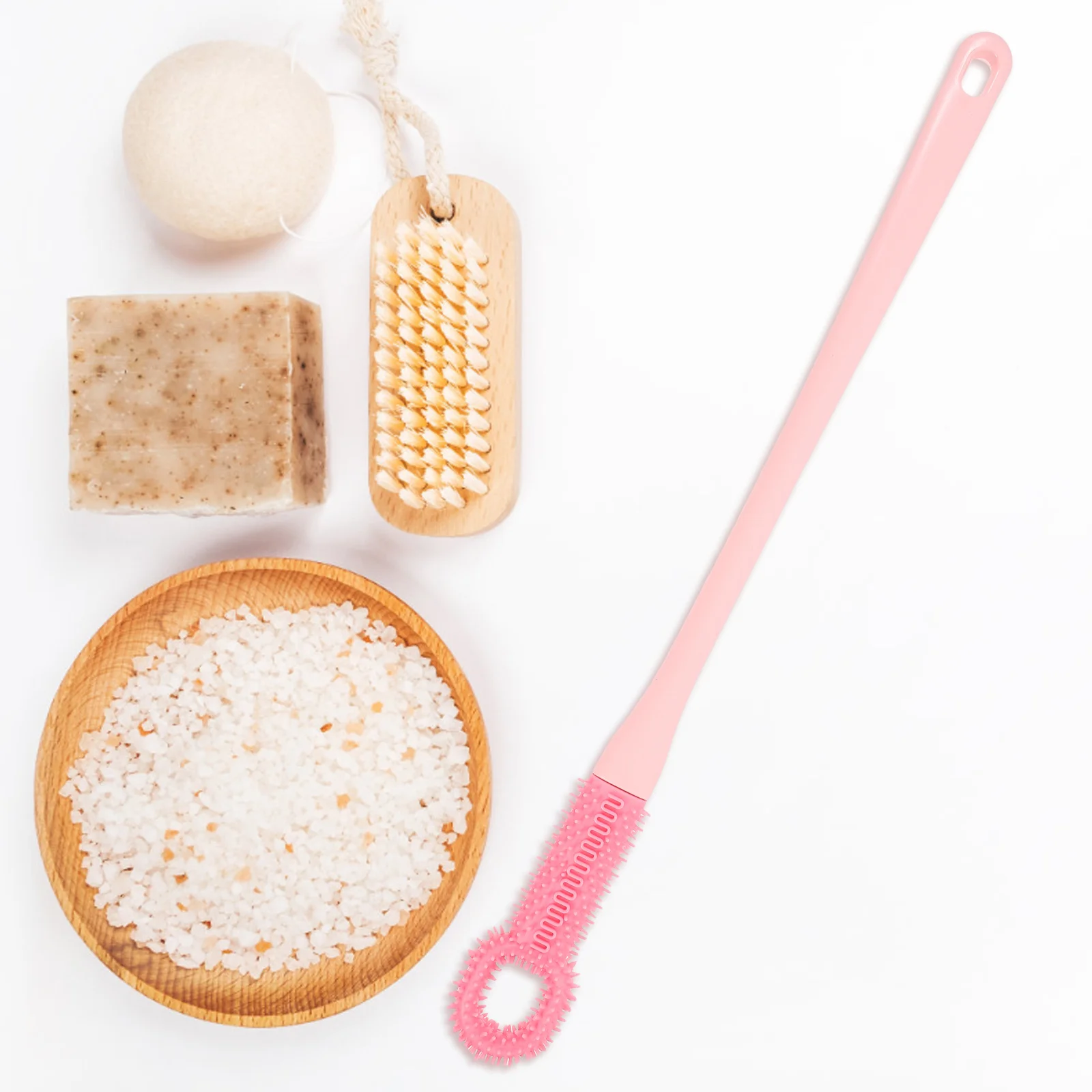 فرشاة قدم من السيليكون الناعم، مقبض طويل وردي، منظف مريح لأصابع القدم، مزيل الجلد الميت، منظف القدمين للاستحمام لكبار السن