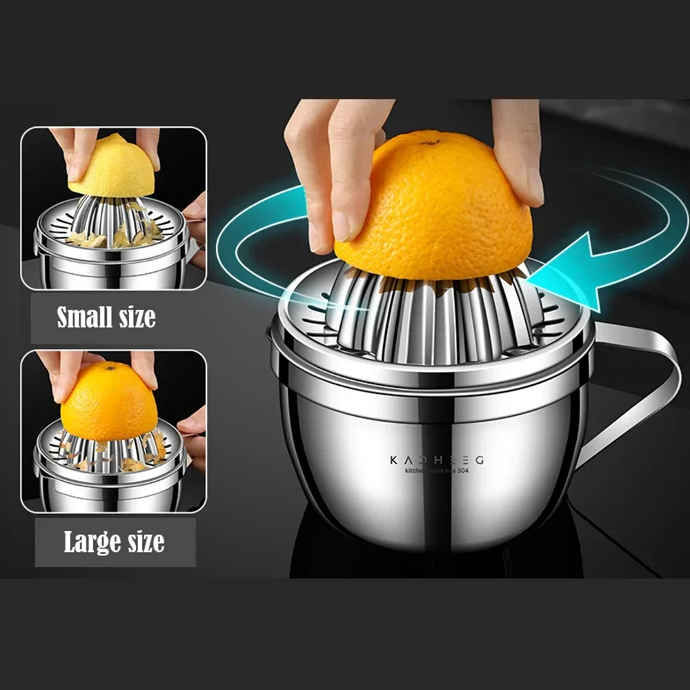 Stainless Steel Manual Citrus Juicer New Double Head Metal Lemon Juicer (With Double Scale Display) Fresh Fruit Tools Kitchen