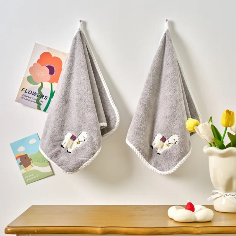 2PCS new solid color strong absorbent towel microfiber sports quick-drying towel hand towel alpaca pattern