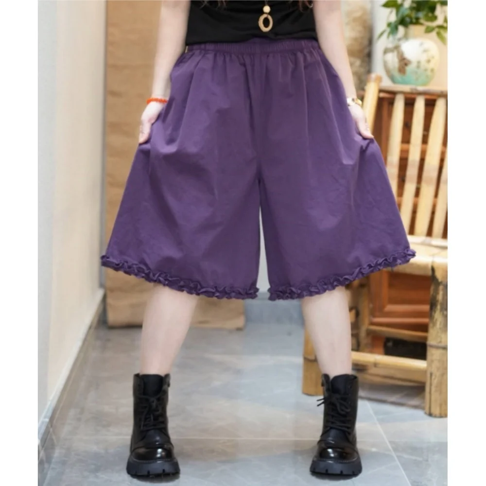

Korean-style Ruffled Women Shorts Summer Elastic Waist Loose Casual Shorts XY278