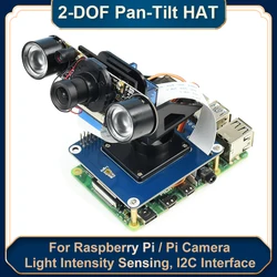 Raspberry Pi 2-DOF Pan Tilt HAT 40PIN GPIO Extension Board I2C Interface Light Intensity Sensing for RPI 4 3 Camera Jetson Nano