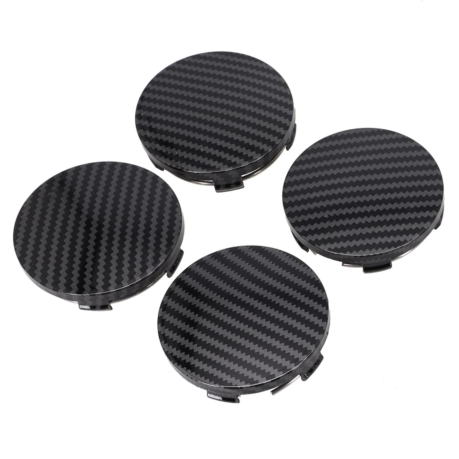 Car Accessories Wheel Center Cap Wheel Hub Cap Covers 4pcs 60mm ABS Plastic Black Carbon Fiber Pattern Replacement