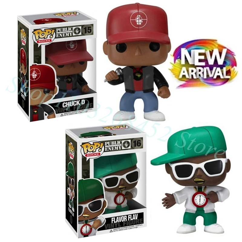 Funko Pop! Rocks Stars Super-Stylied Public Enemy Chuck D #15 FLAVOR FLAV #16 Vinyl Figure Doll Model Toys for Decoration Gifts