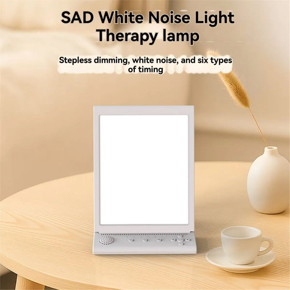 TCE Light Therapy Lamp with White Noise Speaker 10000 Lux 3000-6500K SAD Treatment Lamp Timer Function Happy Sunlight Lamp