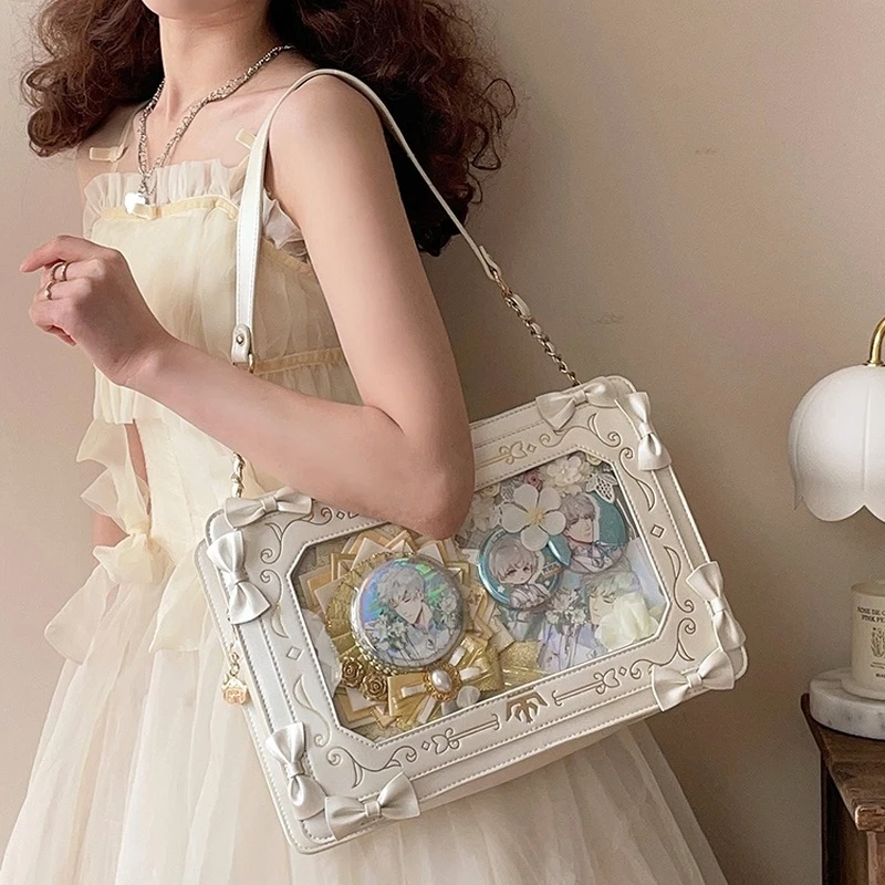 

Anime Ita Bag For Girls - Square Transparent Shoulder Bag Itabag Ideal For Pin Badge Display, Retro Jk Handbag Commute Bag Women