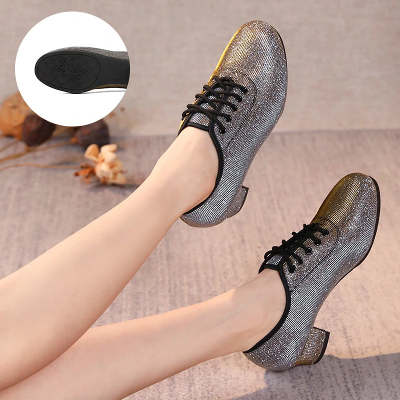 Professional ballroom shoes woman closed toe Practice Performance Modern Jazz Dance Shoes woman black Latin dancing shoes