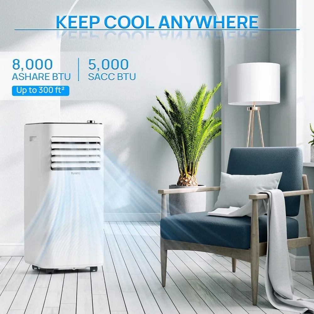 Finnmark-Climatiseur portable 8,000 BTU, DeAquarelle et ventilateur, unité AC 3 en 1 au sol pour les pièces jusqu'à la fédération 300 Sq, mode veille