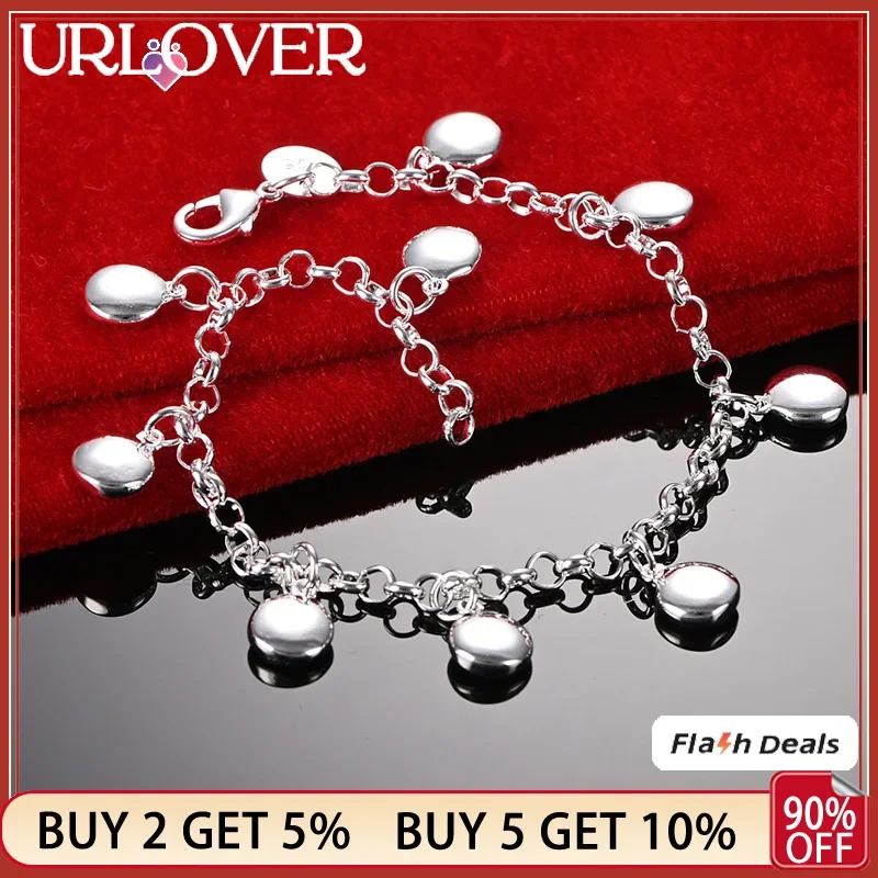 

URLOVER 925 Sterling Silver Small Circle Bracelets For Woman Wedding Engagement Accessories Party Fashion Jewelry Birthday Gifts