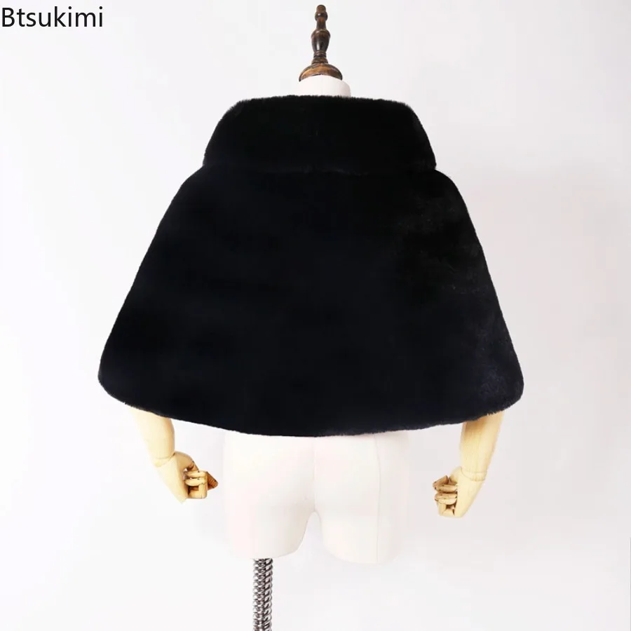 2025 شال فرو صناعي المرأة فستان الزفاف كيب الخريف والشتاء الدافئة تقليد الأرنب الفراء التفاف الزفاف مساء غطاء الكتف