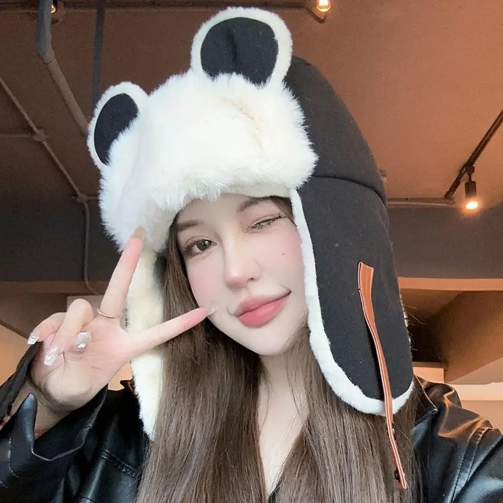 Stylish Women Hat Ultra-thick Winter Warm Plush Hat with Cute Ears for Women Cold-proof Ear-flapped Hat with Super Soft Earmuffs