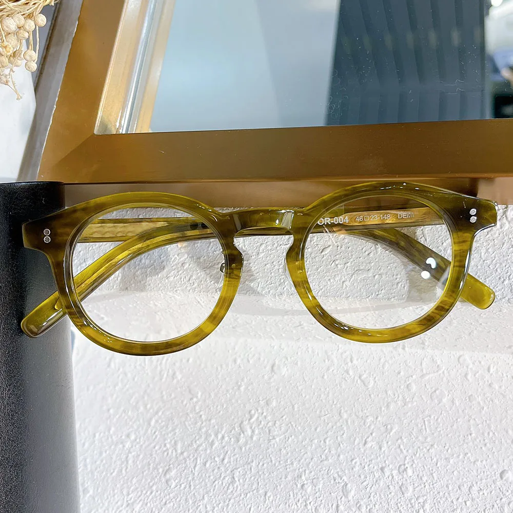 

Japanese Style Optical Glasses For Women and Men Color block Crystal Color Marbling Slim Frame Customizable lenses