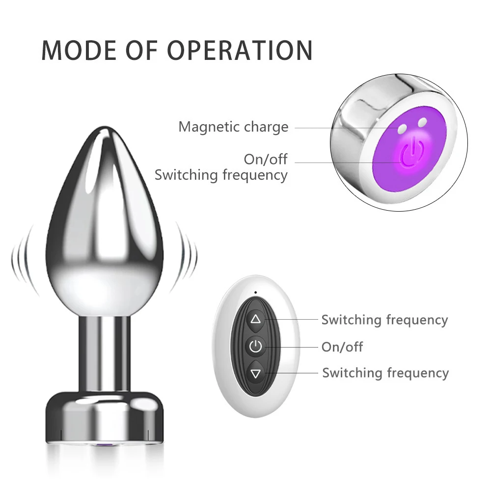 7 Speed Metal Anal Plug Vibrator Set Annals Femme Butt Plug Vibration Dildo Wireless Remote Control Sex toy For Men Women