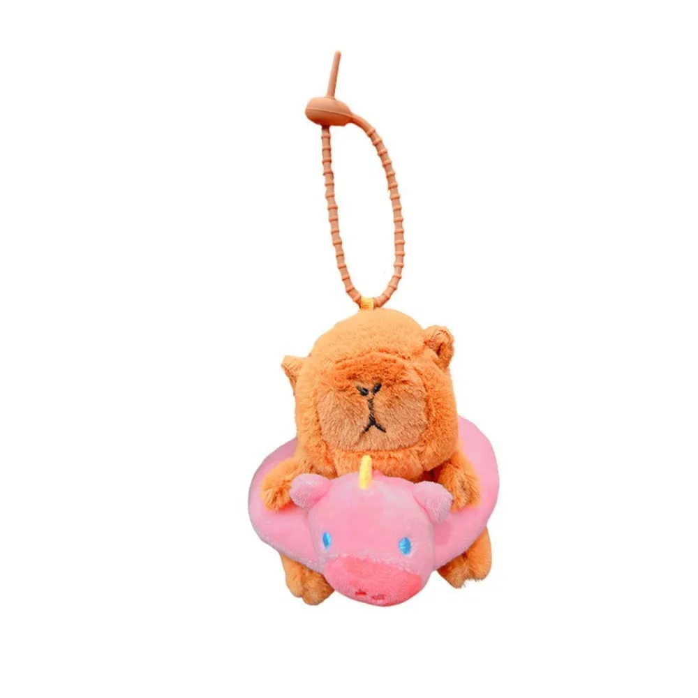 Cartoon Plush Capybara Keychain Guinea Pig with Swim Ring Fluffty Animal Doll Stuffed Animals Soft Simulation Capybara Pendant