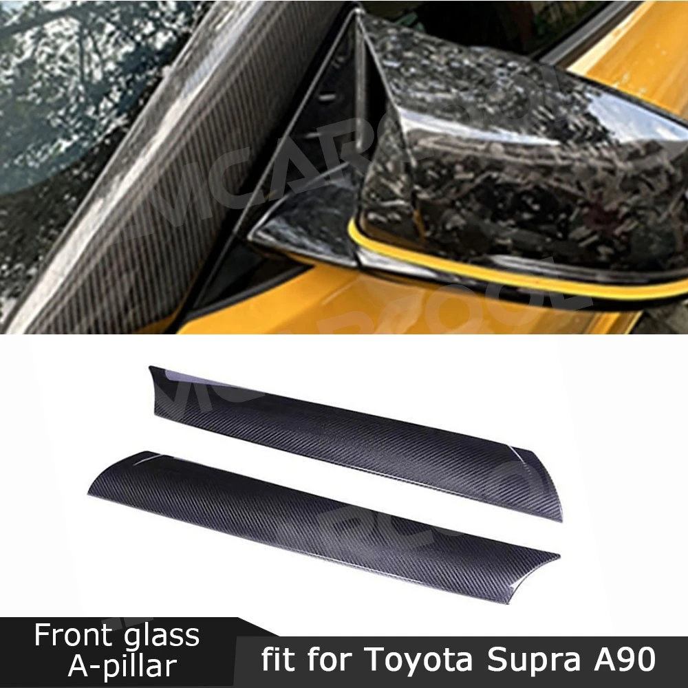 

JMCARCOOL Carbon Fiber Car Front Windshield Window A Pillar Trim Cover Accessories For Toyota Supra A90 A91 2019-2024
