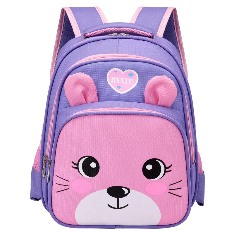 Bolsa de ombro dupla para jardim de infância Cute Cartoon Schoolbag impermeável, grande capacidade, mochila pré-escolar respirável para criança, pano Oxford