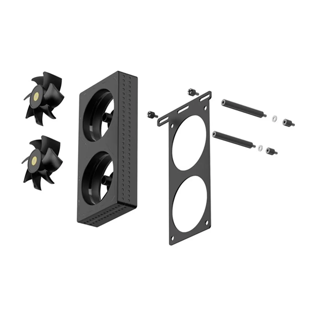 -2 ARGB Computer Memory Heatsink,Paired with High-Performance Dual Fans,for DDR/DDR2/DDR3/DDR4/DDR5 Black