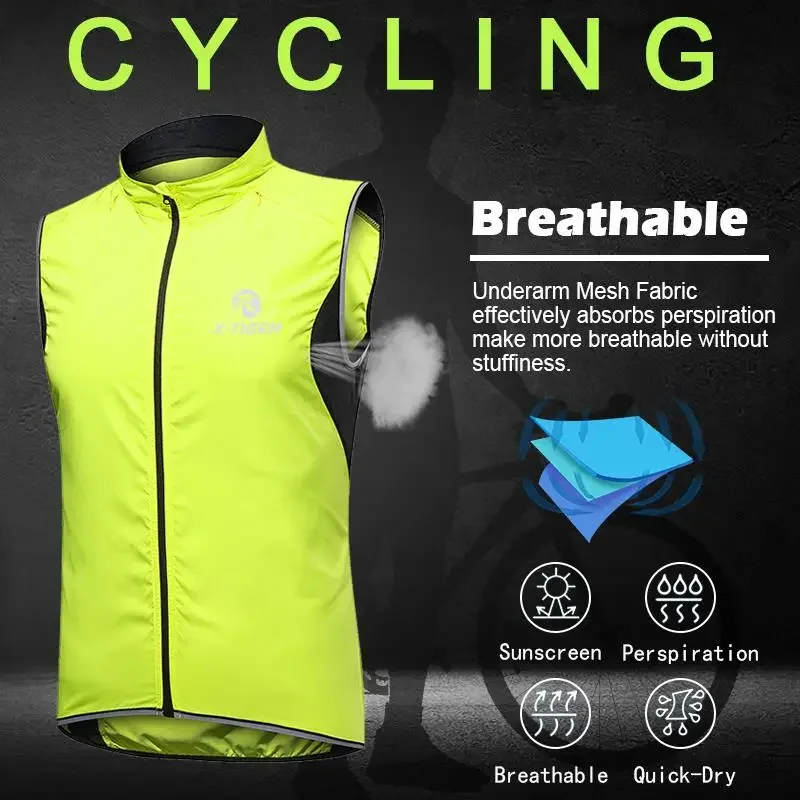 Gilet de cyclisme coupe-vent imperméable à la pluie, gilet de sécurité réfléchissant sans manches, veste de vélo vtt, veste de pluie à séchage