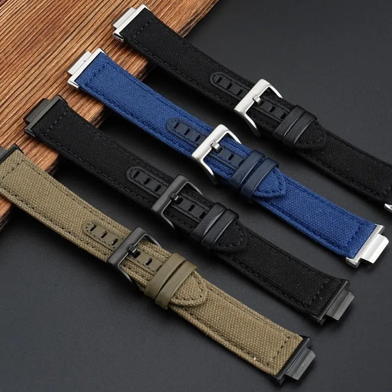 Para Casio GM-2100 GM2100 GA-2100 GA2100 deporte Nylon parte inferior de cuero modificado correa de reloj hombres pulsera negro azul verde