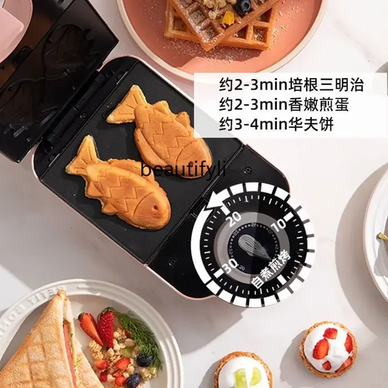 

smt61 Sandwich Breakfast Maker Multifunctional Household Mini Toaster 3-in-1 Light Food Waffle Maker