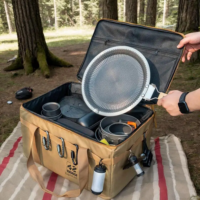 

Сумка-органайзер для кемпинга, органайзер для кемпинга, сумка для хранения посуды, 30 л, эргономичная ручка, складной спортивный мешок, водонепроницаемый для напитков