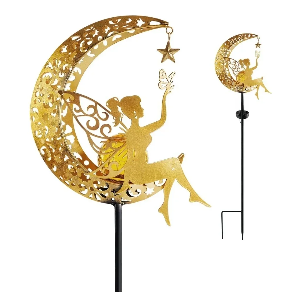 Imagem -02 - Moon Fairy Led Solar Light Jardim ao ar Livre Butterfly Stake Lights Ip55 Impermeável Lâmpada de Gramado de Metal para Pátio Caminho Decoração do Quintal