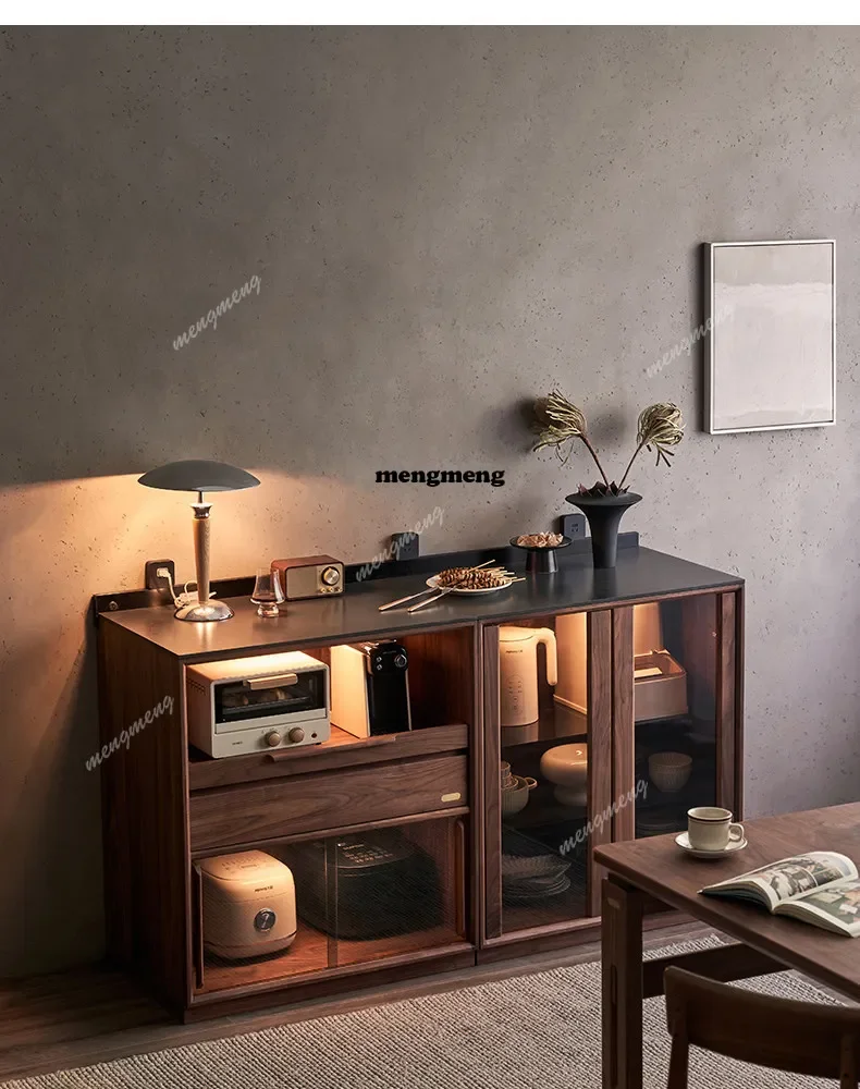 Y136 Y136 Solid wood module combination storage cabinet black walnut living room wine cabinet storage side cabinet