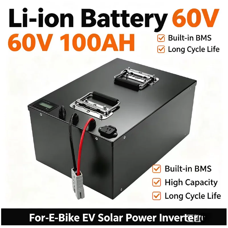 60V Waterproof 100Ah Li-ion Battery with BMS for Scooter Forklift Sweeper Sightseeing Car AGV + 10A Charger
