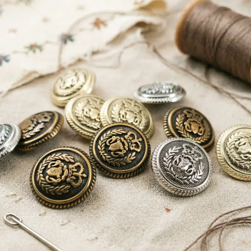 Vintage Britische Metallknöpfe mit Weizenkronen-Design, Uniformknöpfe zum Annähen für Blazer, Mäntel, Schuluniformen, DIY-Bekleidungszubehör – Detail 4