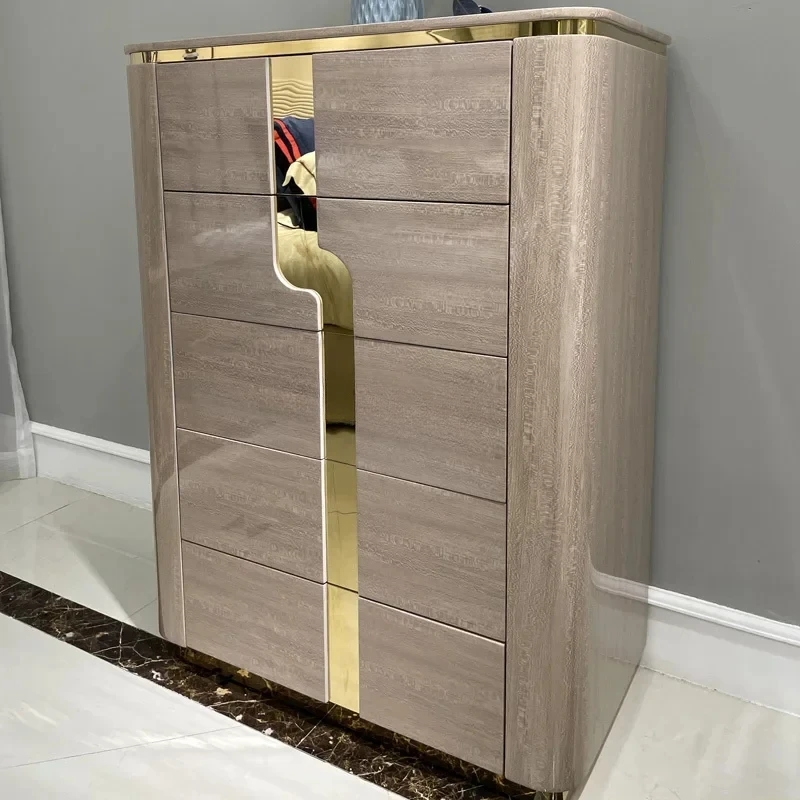 ห้องนอนฮ่องกงตู้เก็บของเรียบง่ายอิตาลีตู้เสื้อผ้าไม้เนื้อแข็งหรูหราแสง